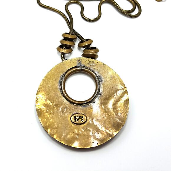 Vintage Signed Modernist Pendant Necklace, Mixed Metals, 1980s - Picture 8 of 10